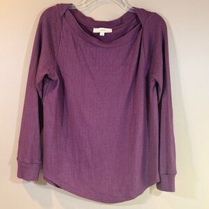 Loft Long Sleeve Thermal Top L Purple Preppy Minimalist Soft Girl Polished Girl 